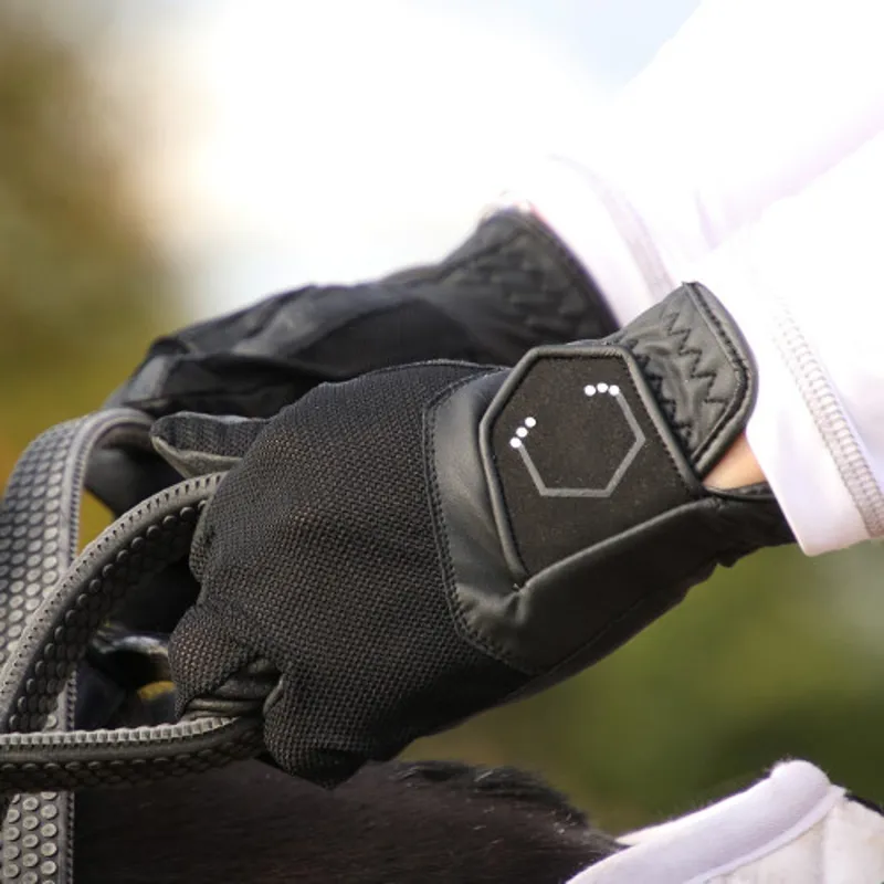 Coldstream Blakelaw Diamante Riding Gloves Black/Silver